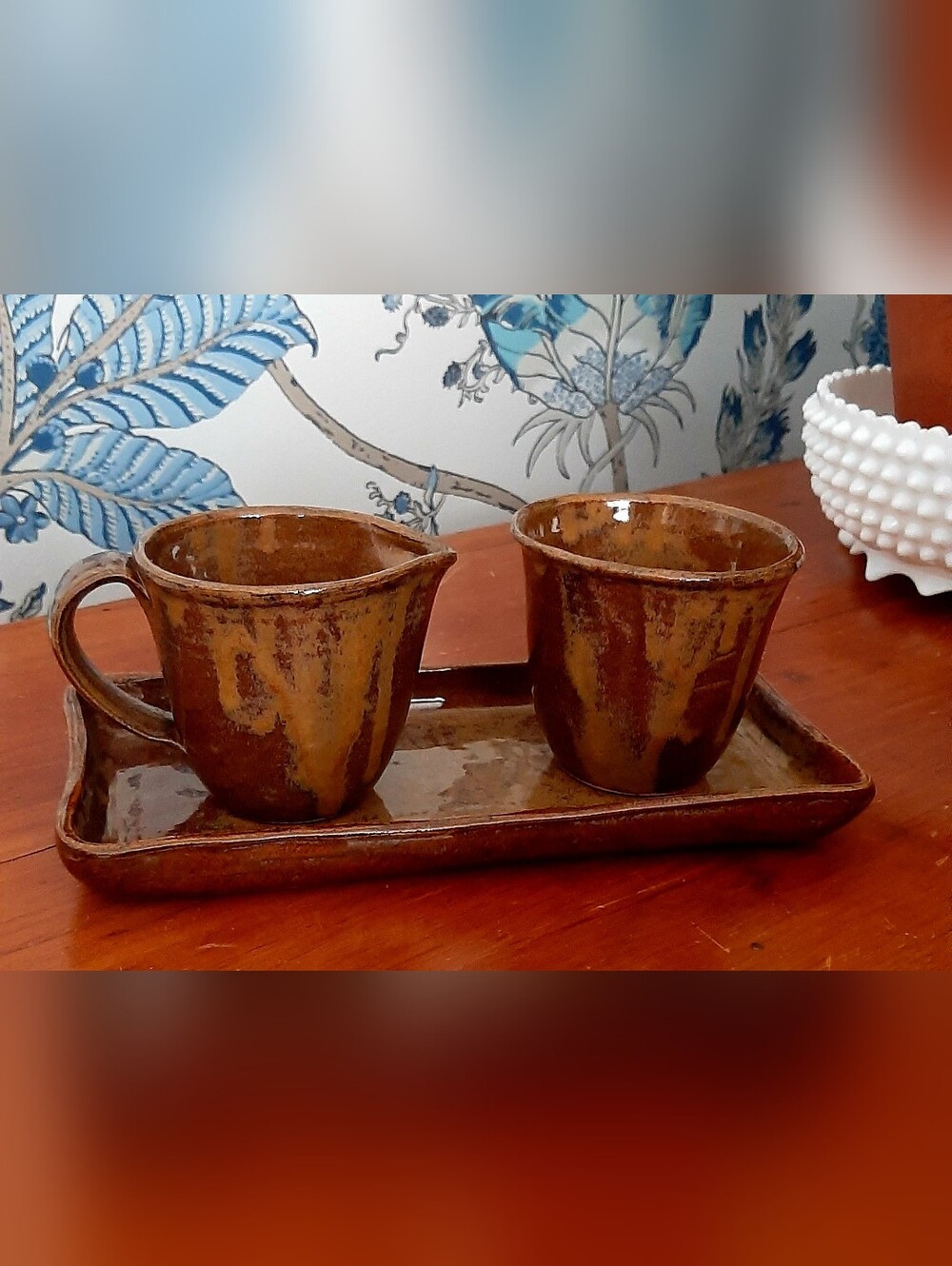 VTG Sally Watson Pottery, Tipp City Ohio, Sugar & Creamer Set With Tray, NWOT